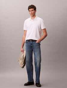 Monogram Logo Pique Tipped Classic Polo Shirt, Bright White, hi-res