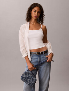 CK Emblem 牛仔相機包, Denim JQD Medium Wash, hi-res