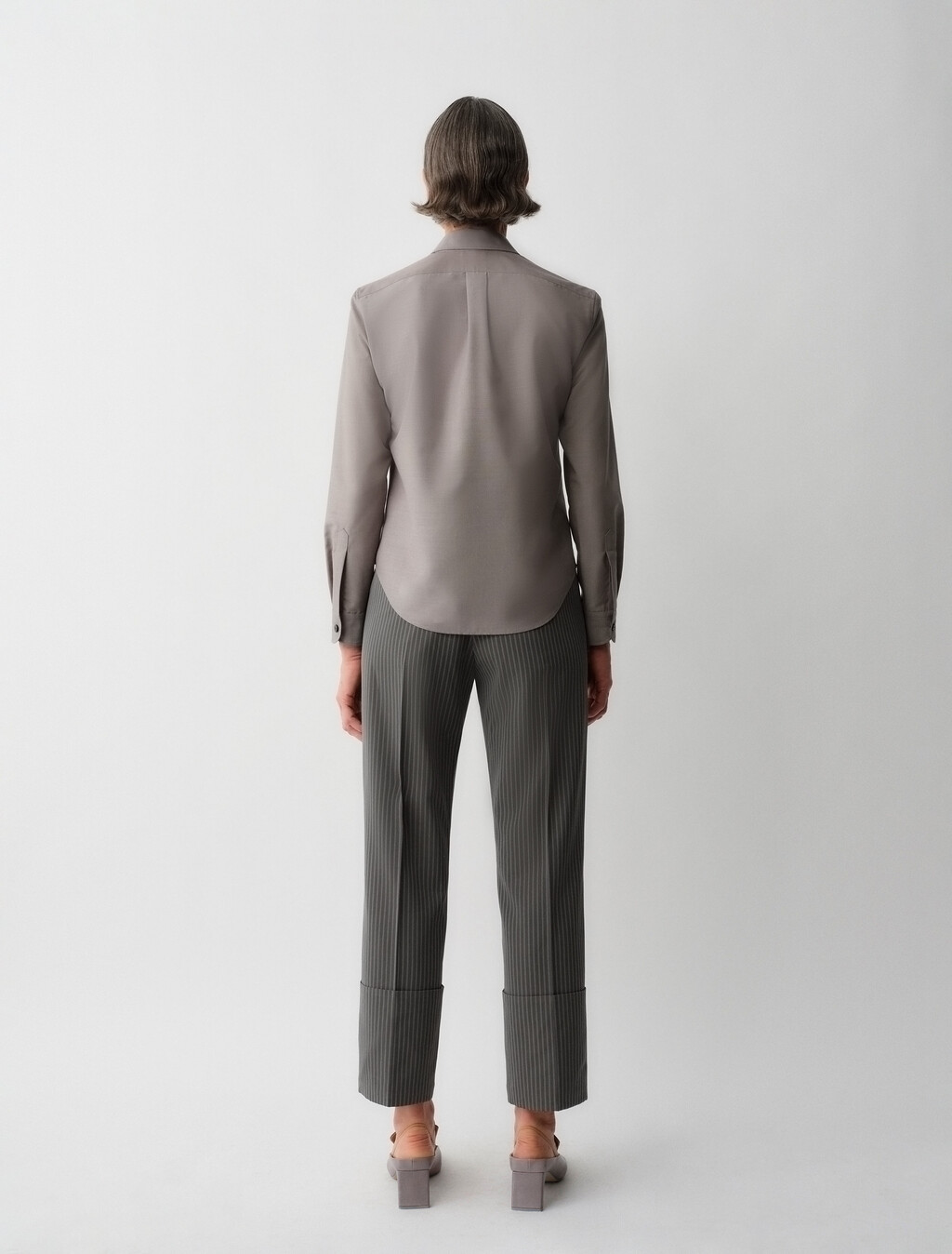 Sophie Button-Down Shirt, Melange Dove, hi-res