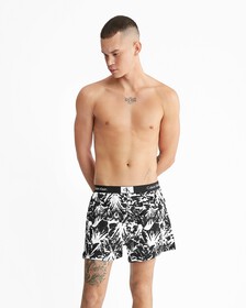 Calvin Klein 1996 Cotton Slim Boxers, PALM TREES PRINT+BLACK, hi-res