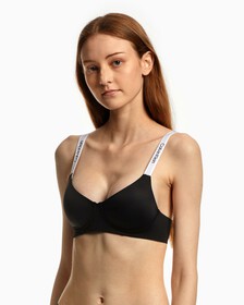 Tailored Logo Lightly Lined Wirefree Bra, Black, hi-res