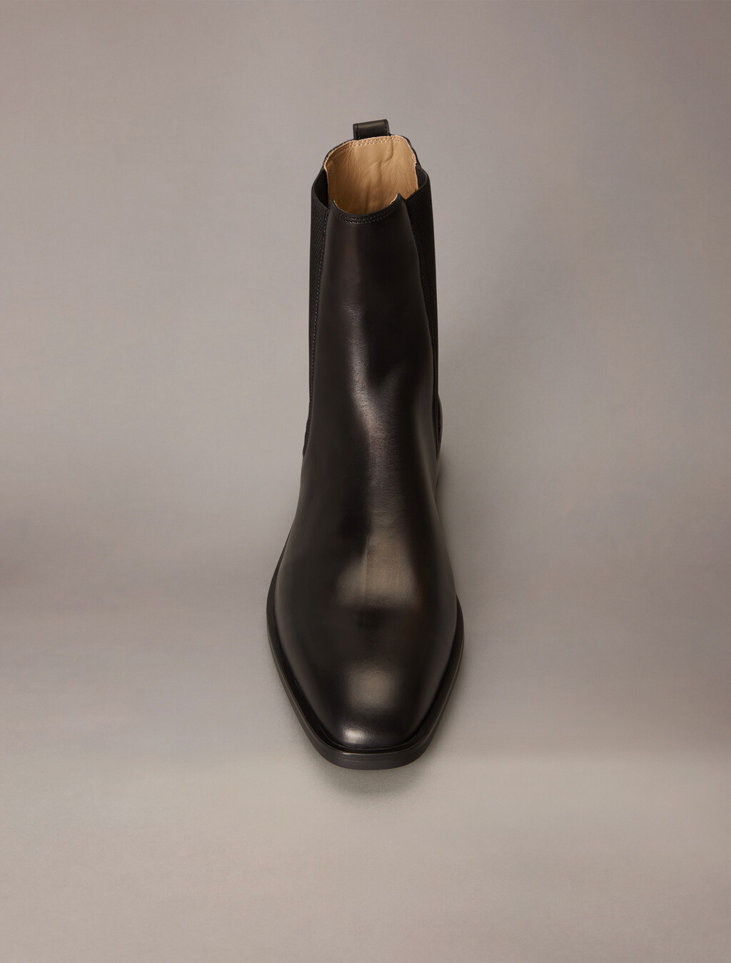 皮革杏形鞋頭切爾西靴, Triple Black, hi-res