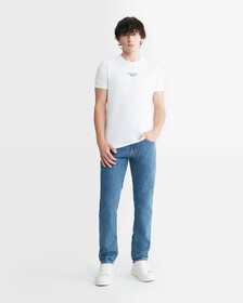 Mid Logo Print Slim Fit Tee, Bright White, hi-res