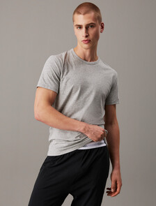 3 件套組彈力棉質圓領 T 恤, BLACK/GREY HEATHER/WHITE, hi-res