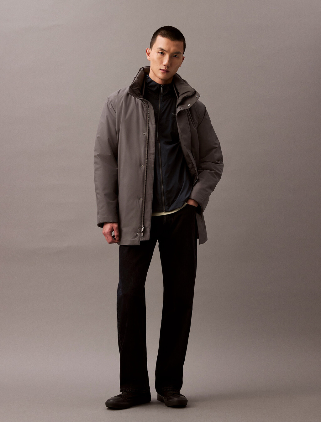 Heavyweight Mid Length Puffer Jacket, Endless Gray, hi-res