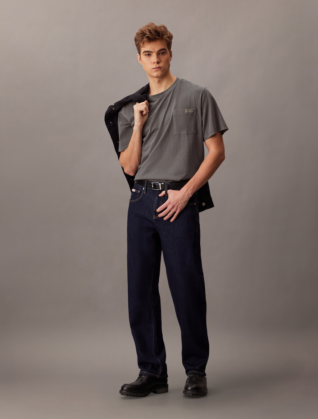 礦染短版寬鬆 T 恤, Pirate Black, hi-res