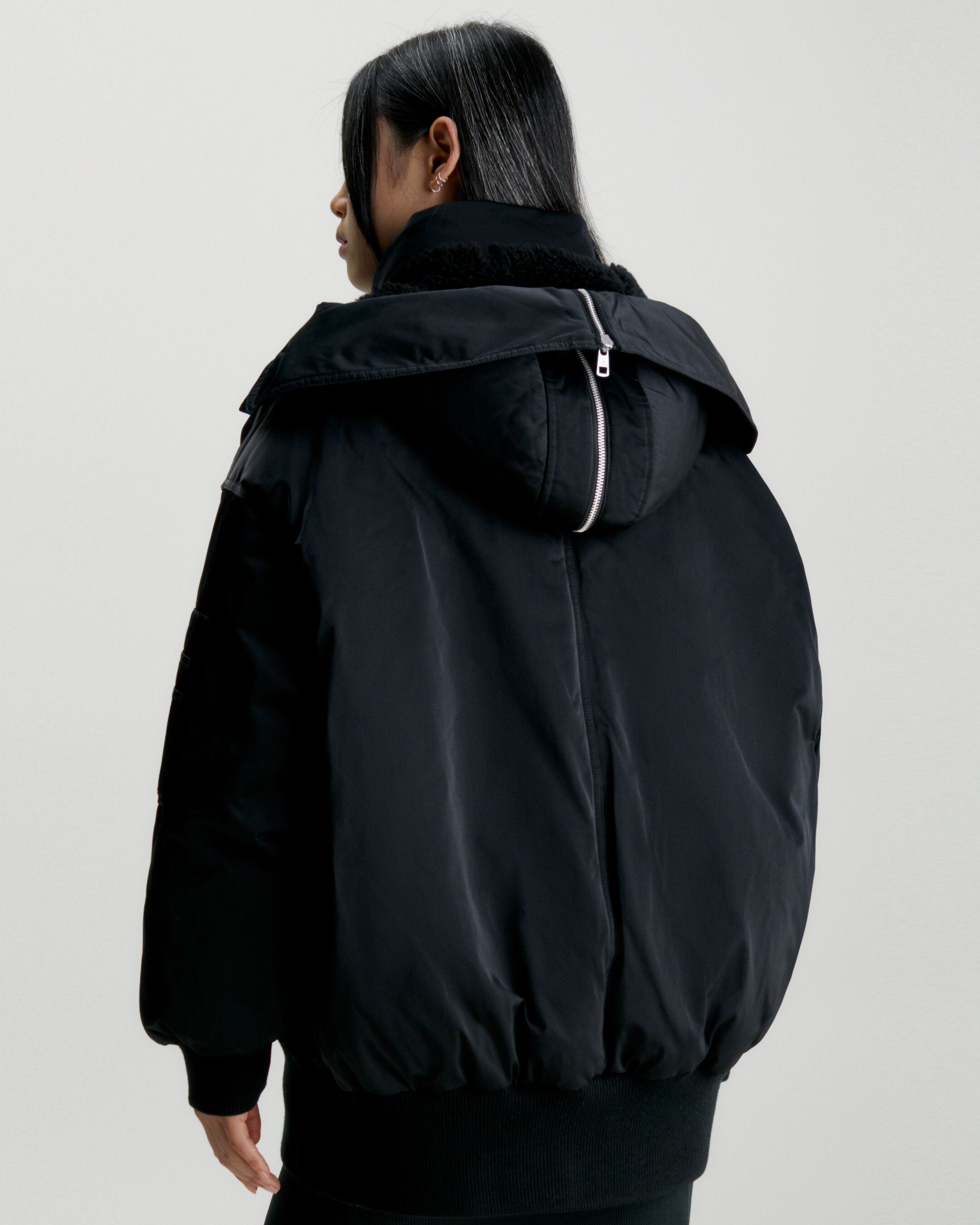 Oversized Hooded Bomber Jacket black Calvin Klein Hong Kong