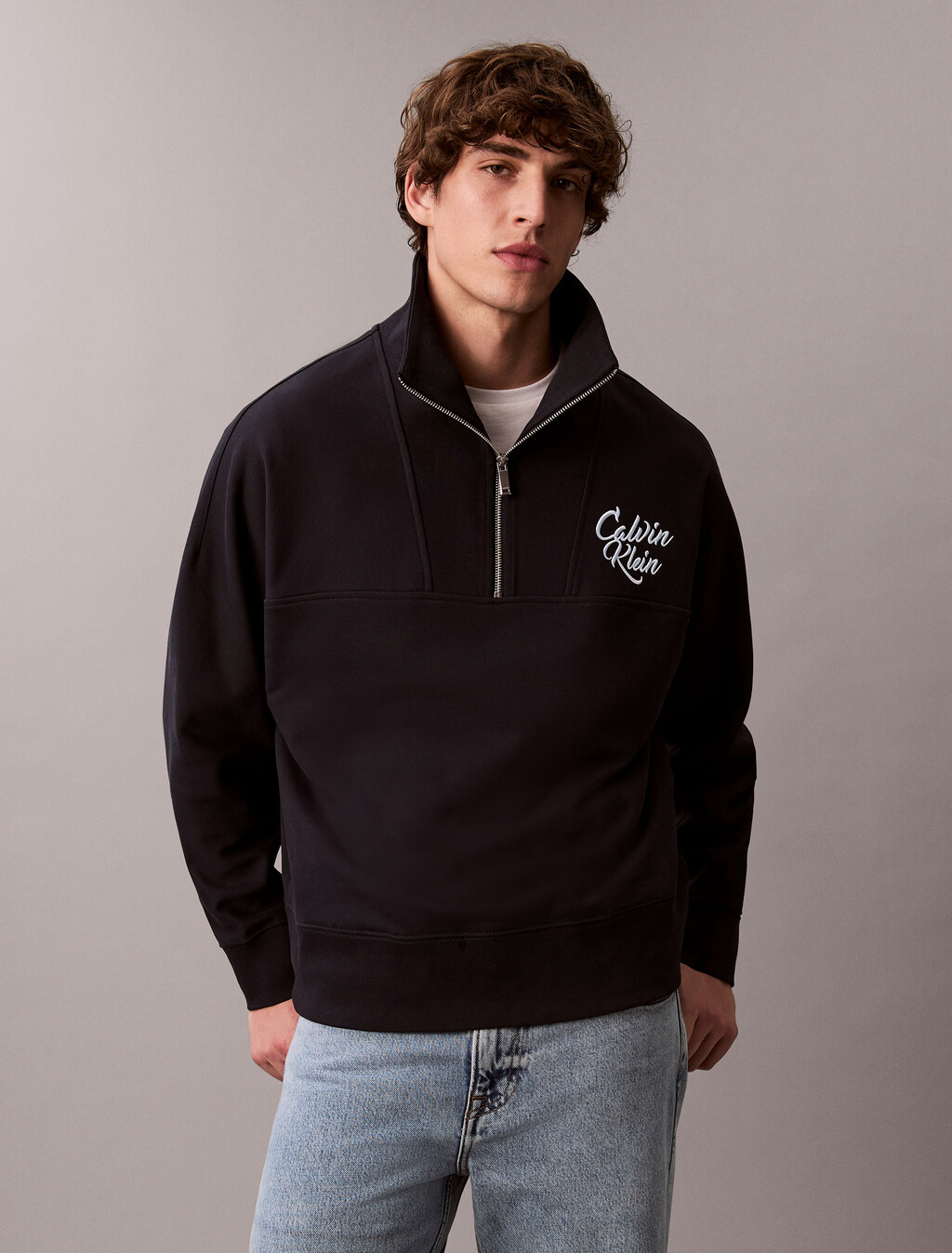 Premium Fleece Relaxed Quarter Zip Sweatshirt, Dark Sapphire, hi-res