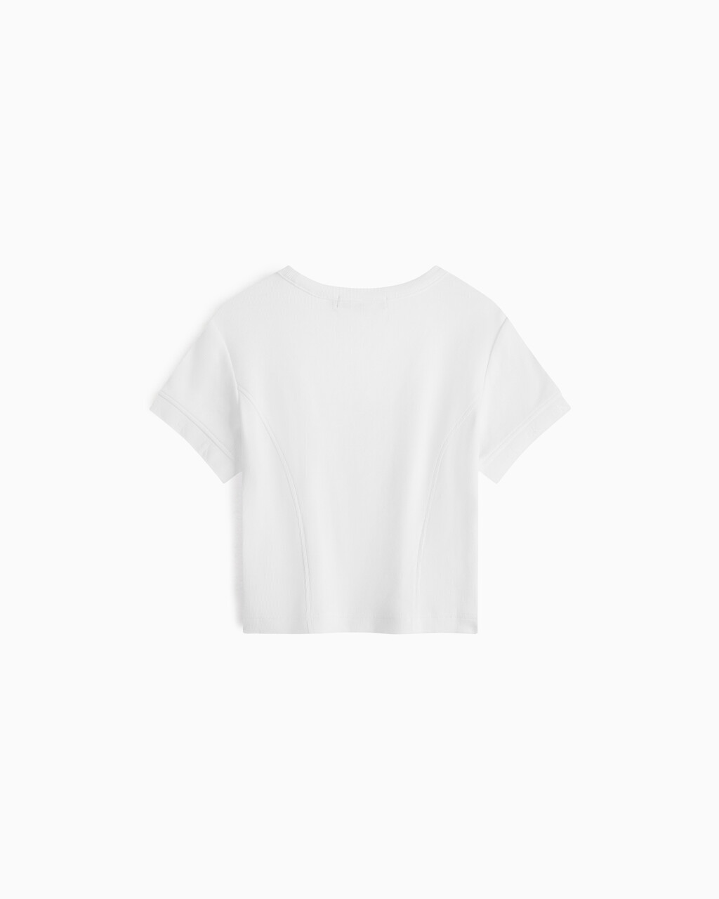 Logo Tape Rib Knit Cropped Tee, Bright White, hi-res