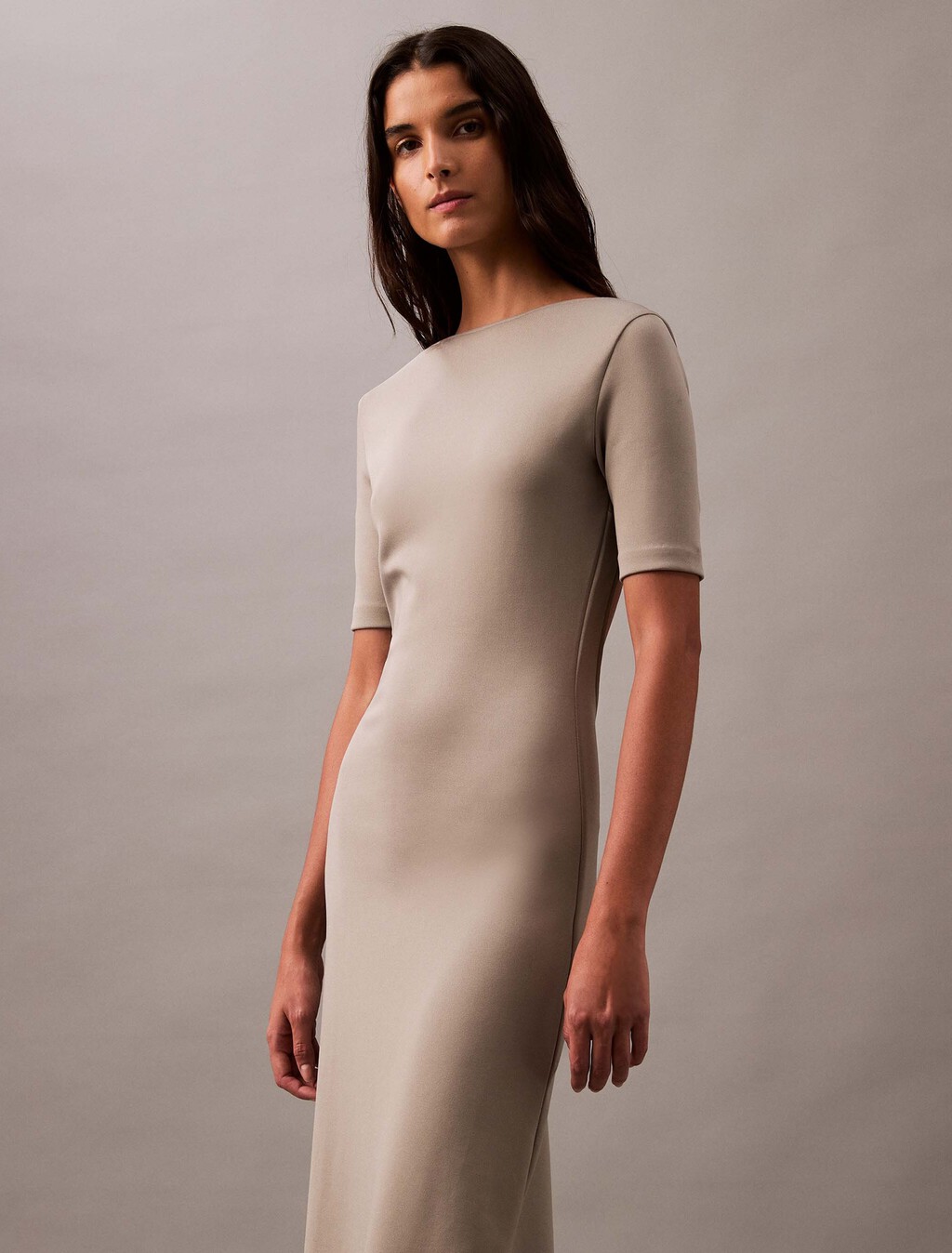 Backless Jersey Dress, Elephant Skin, hi-res