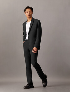 Refined Virgin Wool Slim Trouser, Black, hi-res