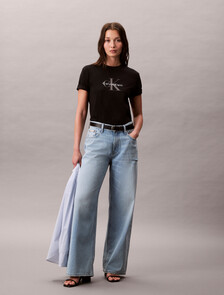 Monogram 標誌 T 恤, Black, hi-res