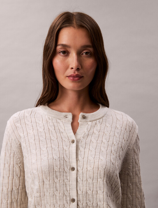 Merino Wool Blend Cable Cardigan