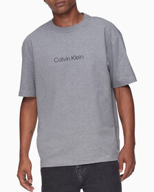 Calvin Logo 圓領上衣, Medium Grey Heather, hi-res