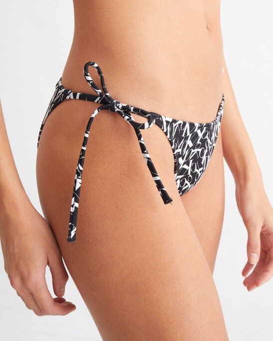 CK ONE WARPED MONOGRAM SIDE TIE STRING BIKINI