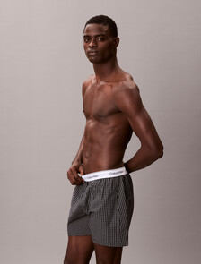 Cotton Poplin Traditional Boxers, SUMMIT PLAID BLACK, hi-res