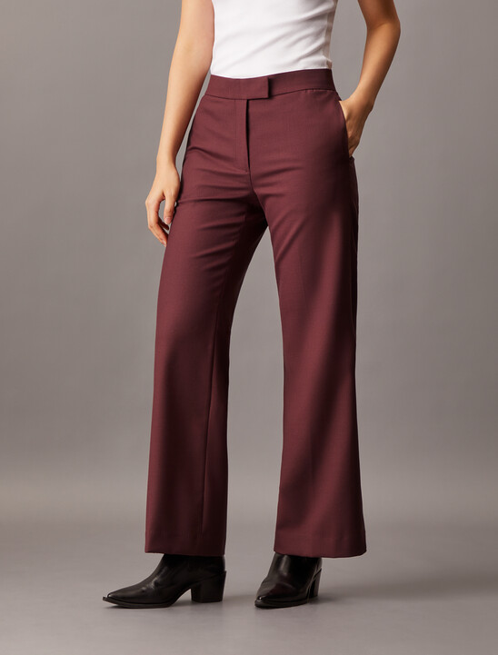 Coated Gabardine Flare Trousers