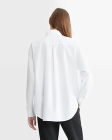 Essential 梭織標籤寬鬆襯衫, Bright White, hi-res