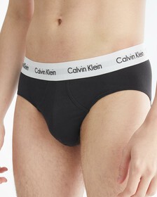 Cottons Stretch 低腰三角褲, Black w/ Grey Heather          White, hi-res