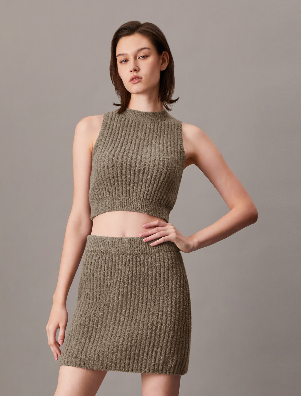 Chenille Relaxed Cardigan Set, Falcon, hi-res