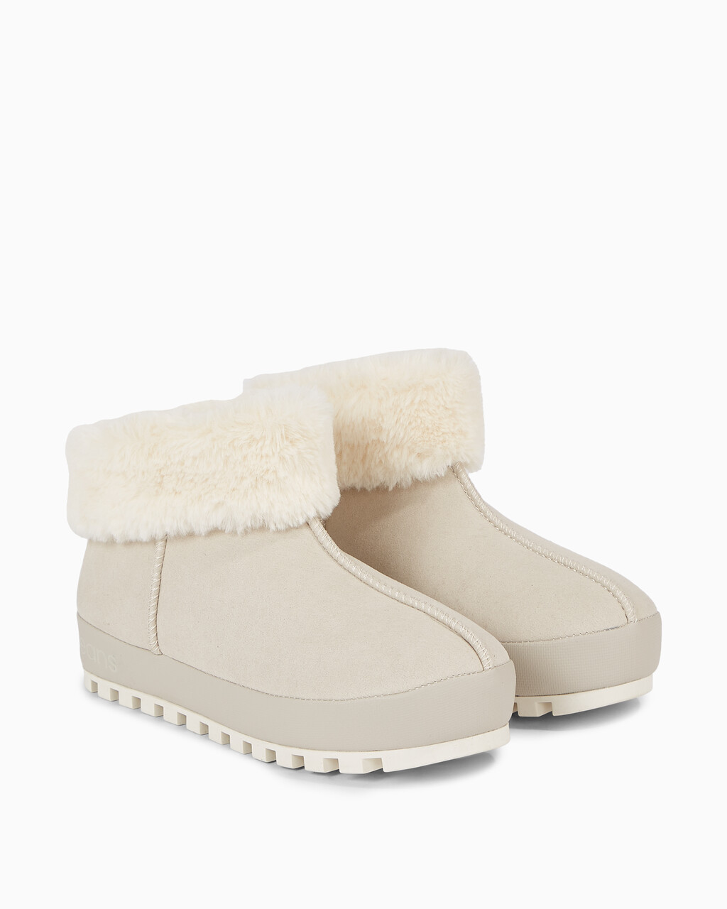 Faux Suede Slippers, Eggshell/Creamy White, hi-res