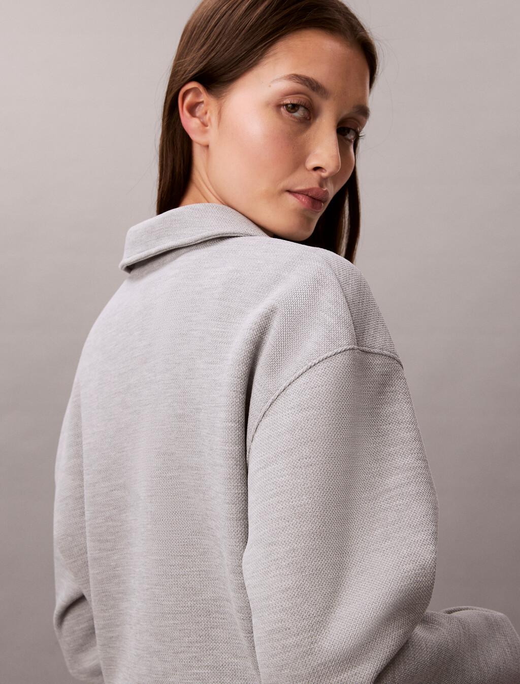 Relaxed Polo Sweatshirt, Heroic Grey Heather, hi-res