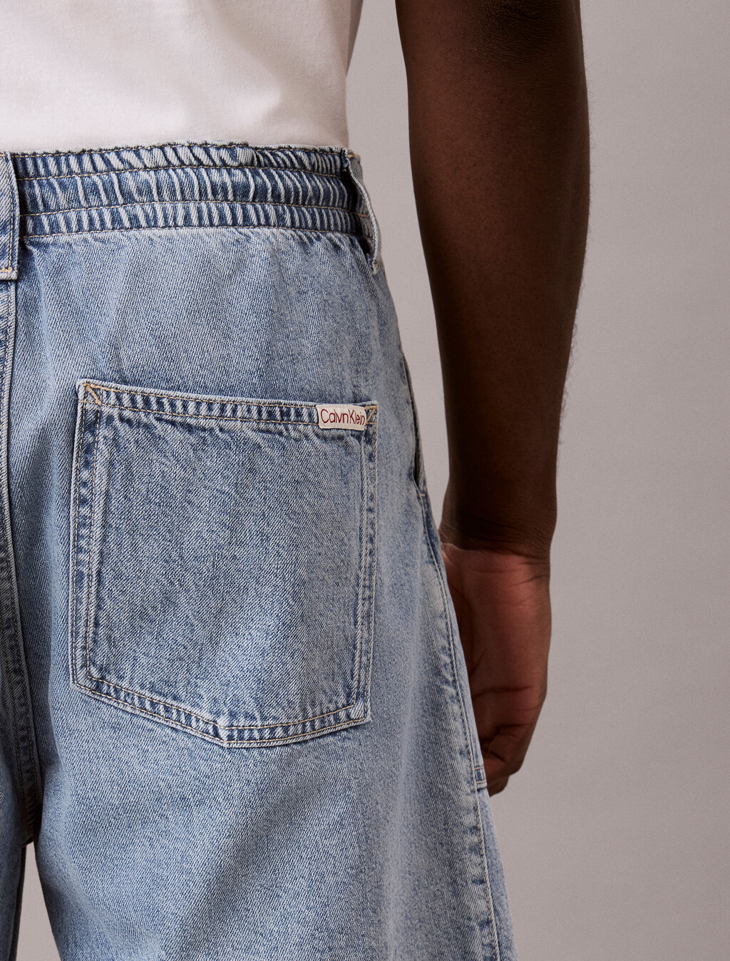 棉麻混紡牛仔短褲, SHALLOW TIDE, hi-res