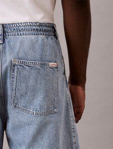 棉麻混紡牛仔短褲, SHALLOW TIDE, hi-res