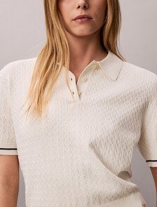 Cable Knit Short Sleeve Jumper, Tofu, hi-res