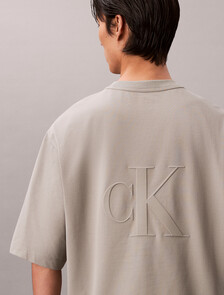 Embossed Monogram Cooling Pique Relaxed Tee, Shadow, hi-res