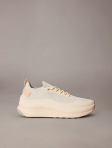 Mesh Chunky Runner Sock Trainers, Vaporous White/Light Cashew, hi-res