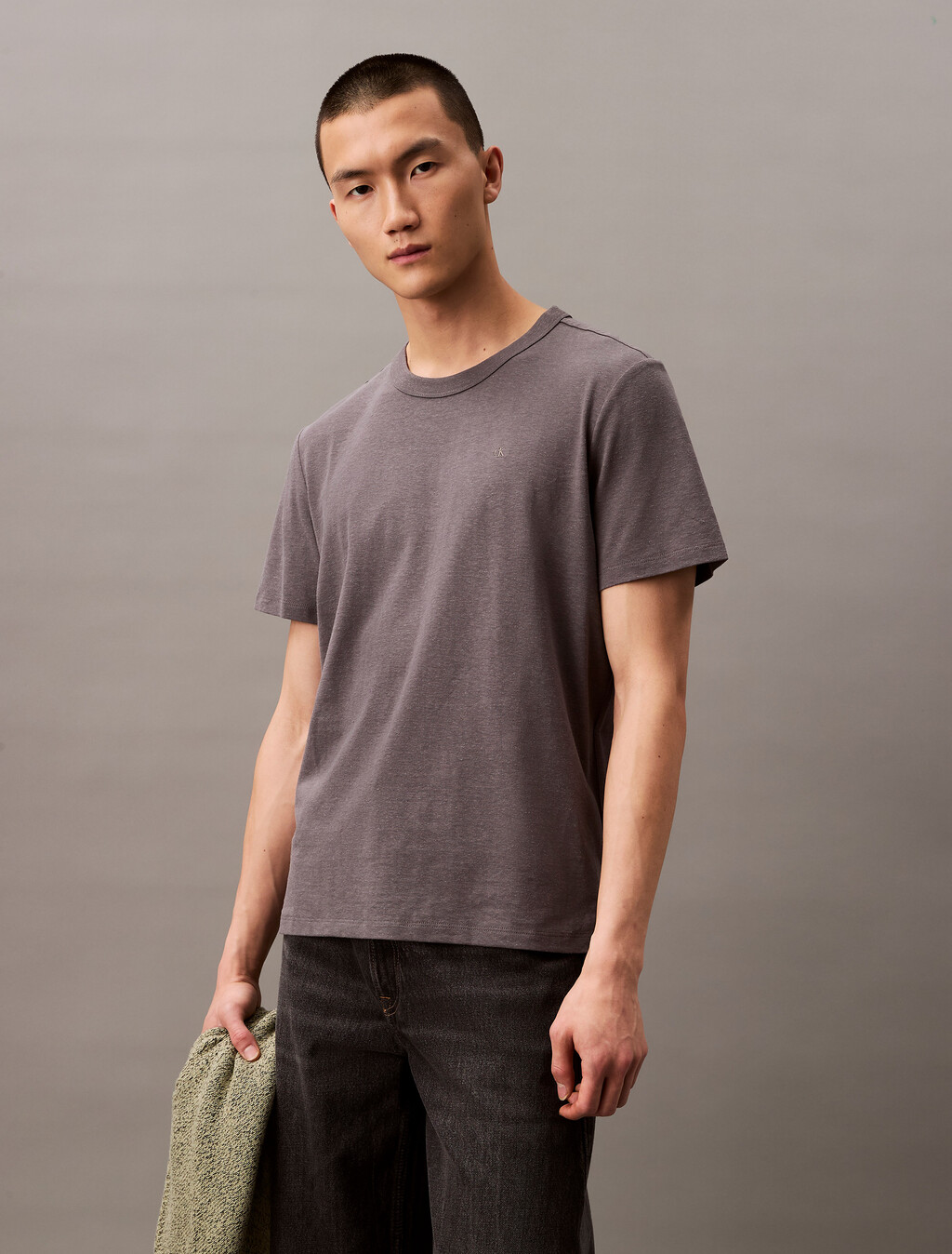 Cotton Hemp Monogram T-shirt, Tornado, hi-res