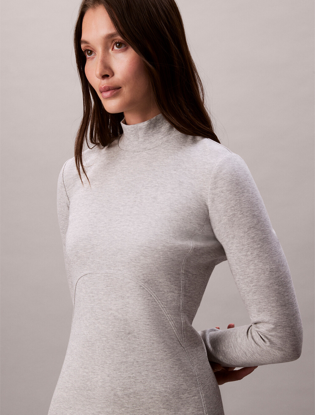 Scuba Fit & Flare Dress, History Grey Heather, hi-res