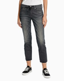 Forever Stretch Slim Straight Jeans, Spj Washed Black Dstr, hi-res