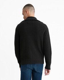 Rib Knit Zip Up Cardigan, Ck Black, hi-res