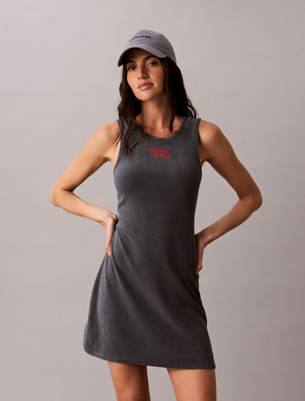Towel Terry Scoop Back Mini Dress, Turbulence, hi-res