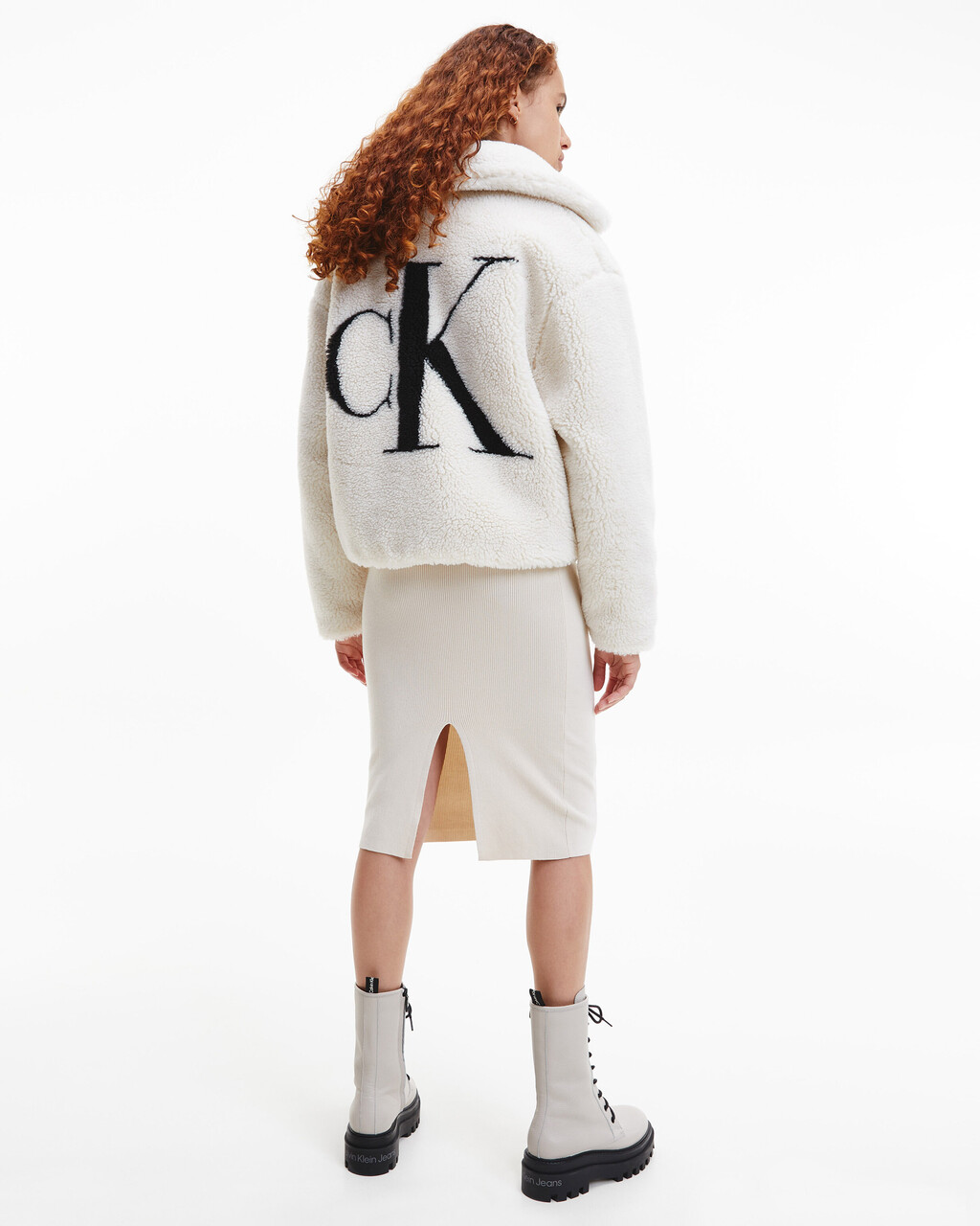 再造毛粒絨 MONOGRAM 外套, Eggshell, hi-res