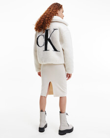 再造毛粒絨 MONOGRAM 外套, Eggshell, hi-res