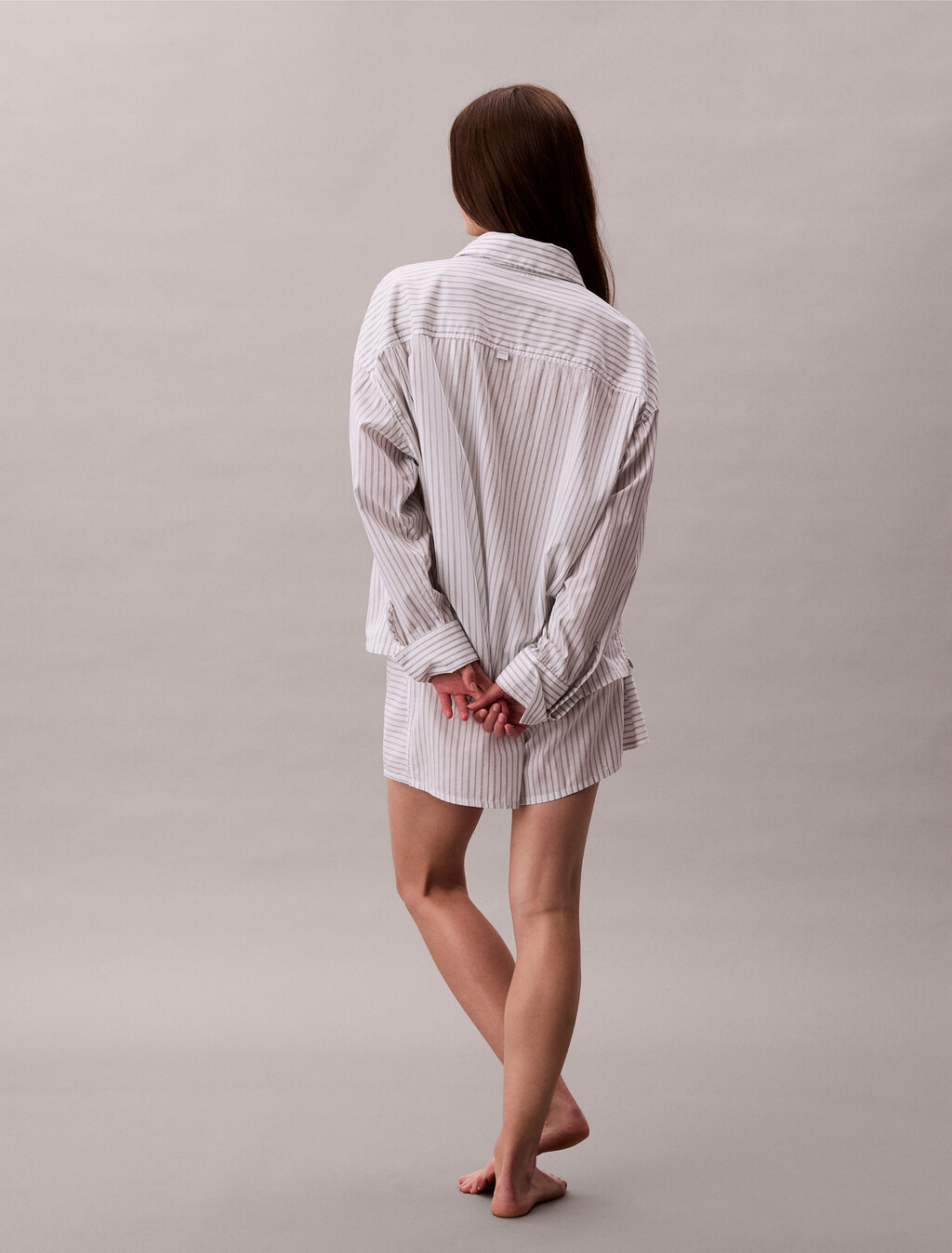 Cotton Poplin Logo Pyjama Shorts, 19471 TRAIL STRIPE+CLASSIC WHITE, hi-res