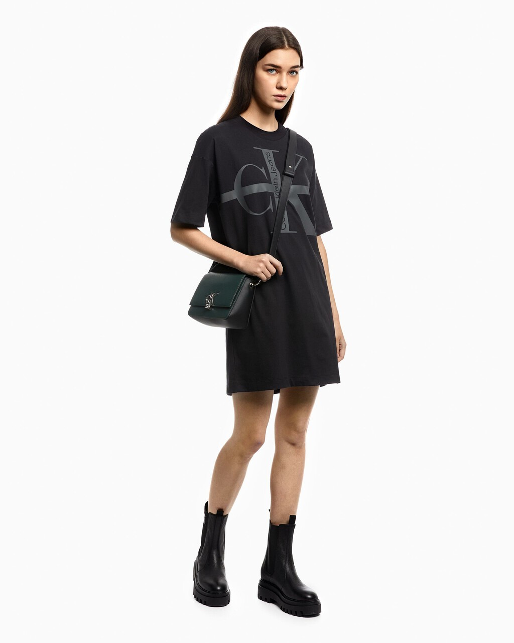 黑色經典 MONOGRAM T 裇連身裙, Ck Black, hi-res
