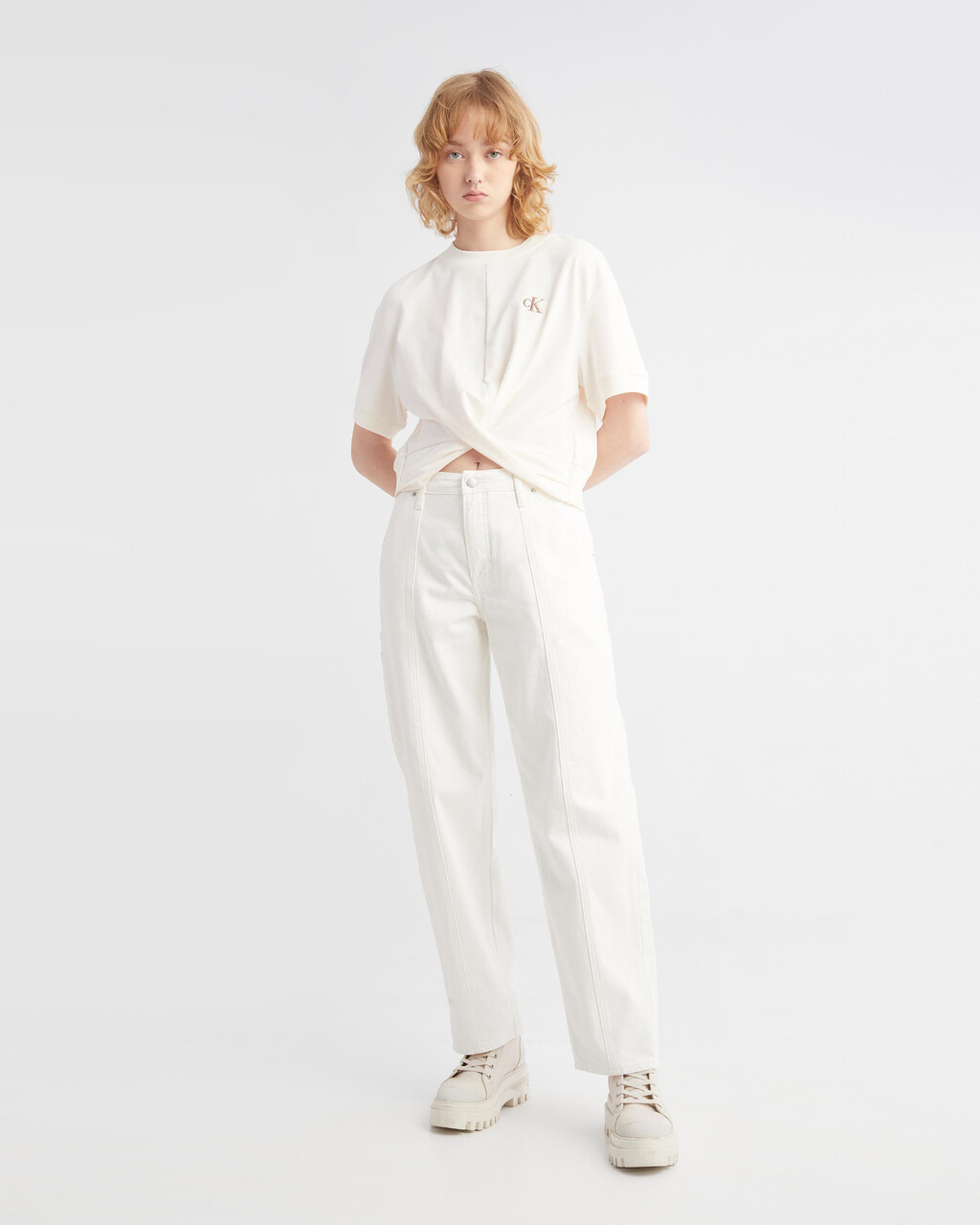 INFINITE COOL FRONT KNOT TEE, Ancient White, hi-res