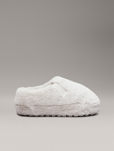 Faux Fur Slippers, Triple Eggshell, hi-res