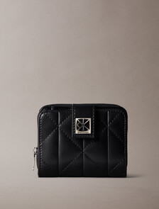 Quilted RFID Emblem Logo Wallet, Black, hi-res