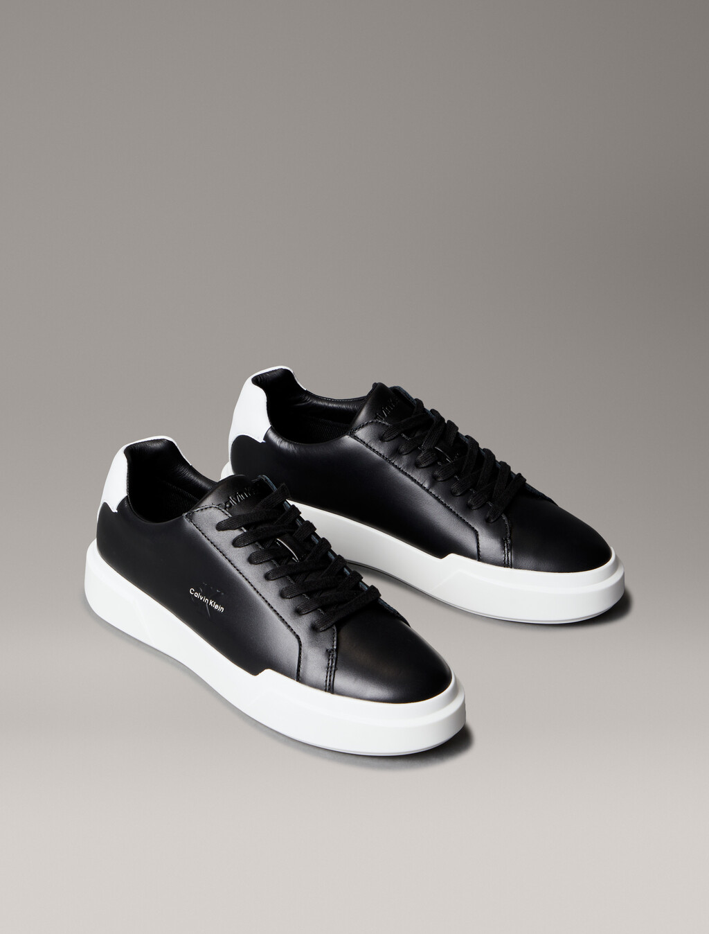 Leather Durable Traction NYC Trainers, Black/Bright White, hi-res