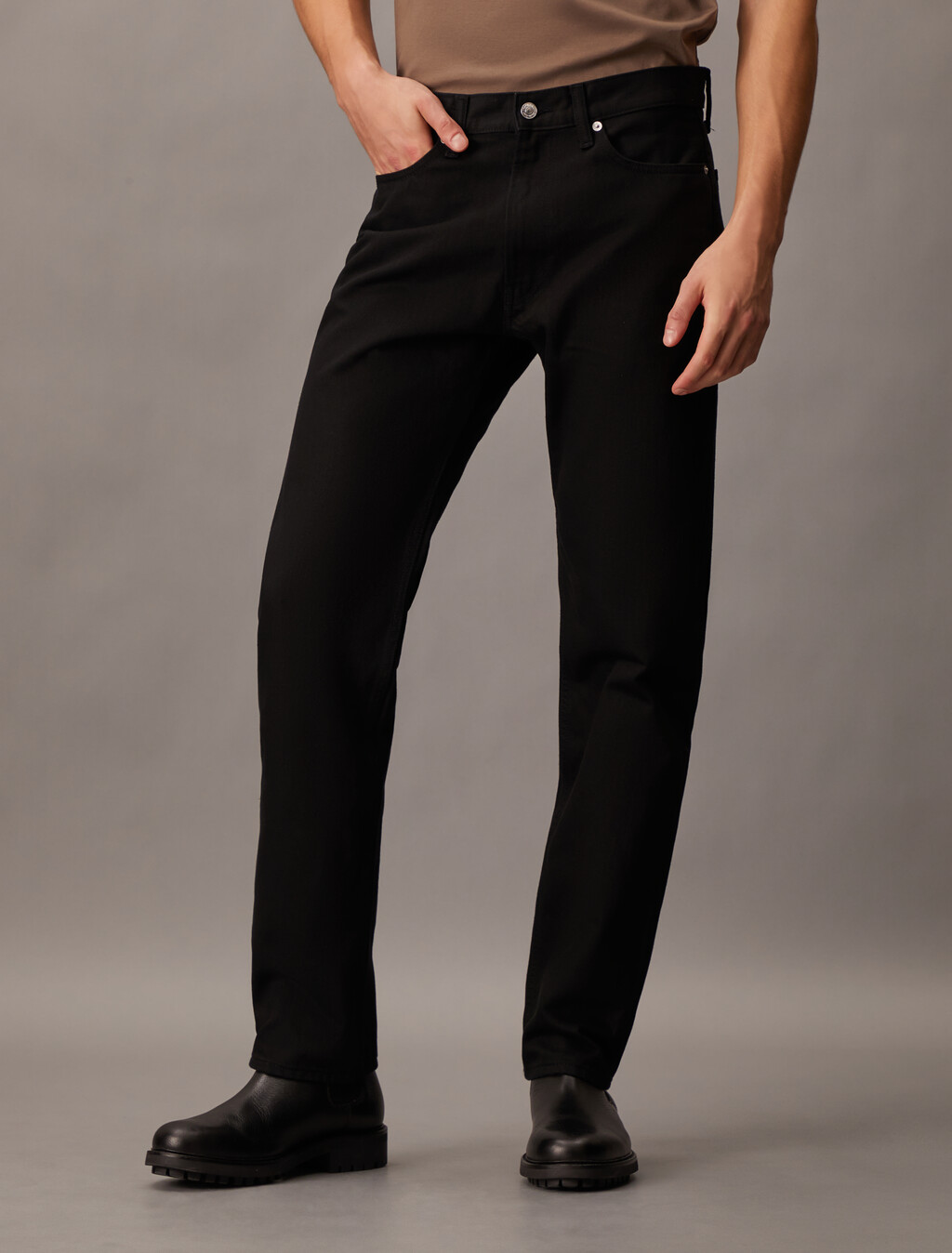 Black Standard Straight Jeans, Denim Black, hi-res