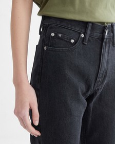Sustainable High Rise Straight Jeans, Washed Black Logo Lace, hi-res