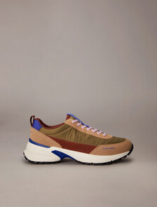 Suede and Nylon Runner Trainers, Cumin/Burnt Out/Khaki/Purple Blue, hi-res