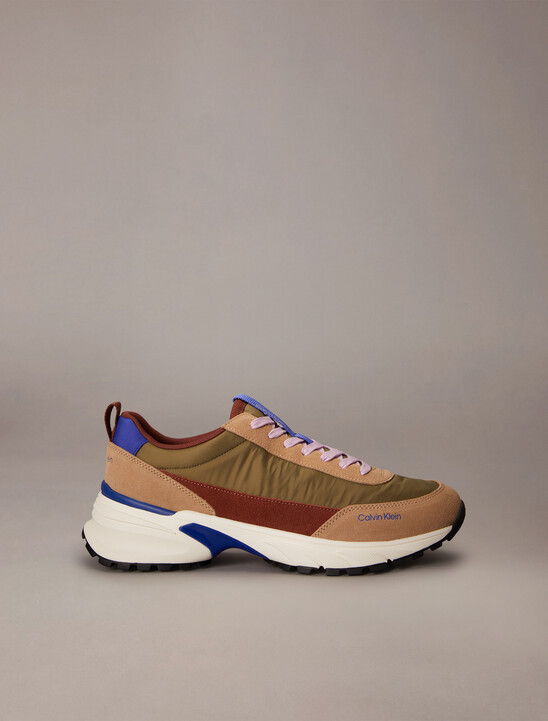 Suede and Nylon Runner Trainers
