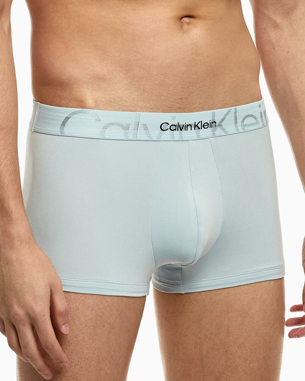 Embossed Icon Microfiber Low Rise Trunks, Palest Blue, hi-res