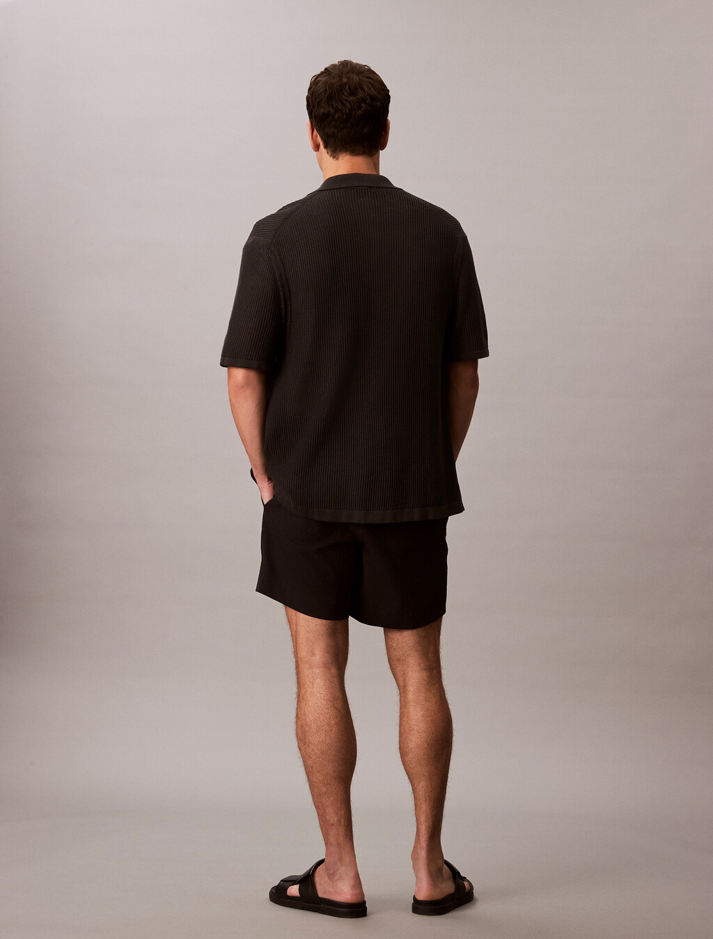 Seersucker Shorts, Black, hi-res